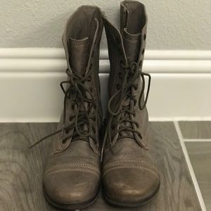 Taupe Steve Madden Combat Lace Up Boots